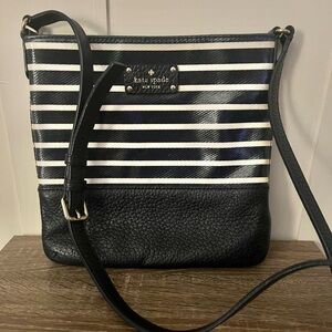 Kate Spade Navy and White Striped Crossbody Bag